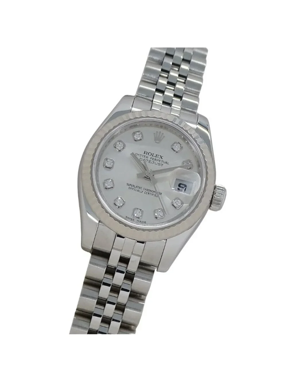 Rolex Datejust Watch Diamond Automatic Stainless Steel White Gold WG Silver